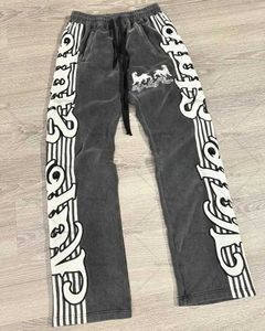 Jeans masculinos moda harajuku letra de listra projetar calças de bolsa de perna larga reta para feminino 2024 Trendência da moda casual casual y2k calças j240527