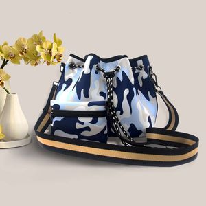 2024 Designer Spring And Summer Neoprene Beach Sling Shoulder Bag Fashion Womens Tote Bucket Large Capacity Bag Camo Navy Crossbody Bag