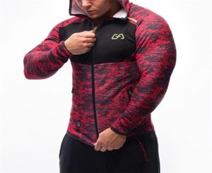 Uomo fitness bodybuilding camouflage sweatshirt palestre con cappuccio allenamento con cerniera con cappuccio con cappuccio maschio joggers abbigliamento marca di abbigliamento sportivo c118938553