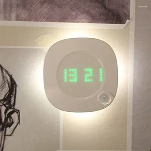 Wall Clocks LED 360 Degree Magnet Toilet Light Clock Modern Bedroom Digital PIR Motion Sensor Night