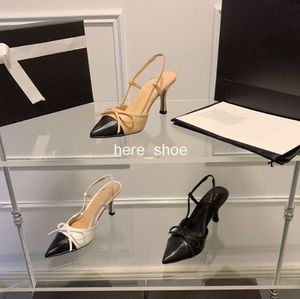 كعب هريرة الصنادل الصيفية الصيفية مصممة أحذية مدببة أصابع القدمين مضخات slingback