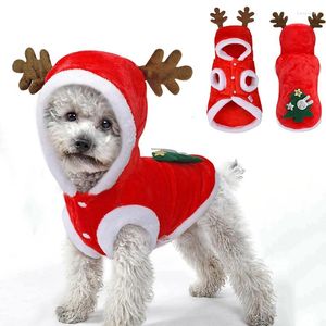 Собачья одежда Рождественская одежда для домашних животных кот Санта -костюм для мопского чихуахуа котенок капюшона теплые припасы теплые припасы