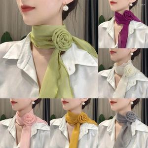 Scarves Roses Style Floral Scarf Headband Turban Gentle Neck Thin Decoration Accessories Hair Band Strap Women Girls