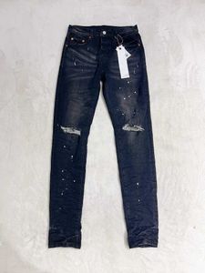 Herr jeans toppkvalitet lila roca märke jeans mode trendiga märke retro perforerat splatted bläck imitation gamla mens jeans casual tights j240527