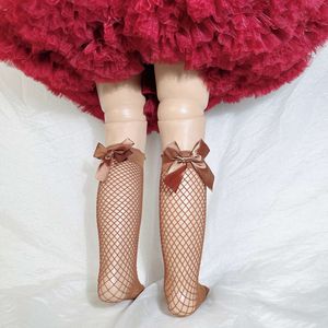 5pcs coreano lolita infantil meias de fishnet de verão arco tubo médio hollow princes