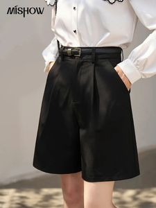 Mishow Suit Shorts For Women Women Summer High Solid Bolsets Casual Wide Legs Wide Pants Short Streetwear Office Lady MXC15K0031 240518