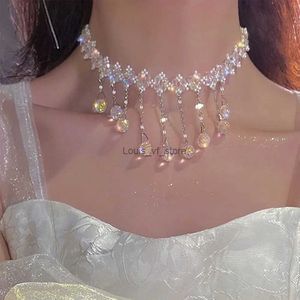 Collane a sospensione nappa lunga caprifera di cristallo lucido per donne drop drop matrimonio gioielli per banchetti H240528