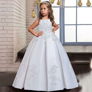 Biała długa druhna ubrania dla dzieci dziewczęta cekinowe suknia impreza