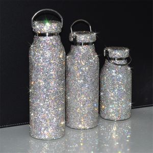 Creative Diamond Thermos Cup Crystal Cup High-grade Stick Drill Individual Character Girl Web Celebrity Vacuum Cup New Lovely Trend Gif 221A