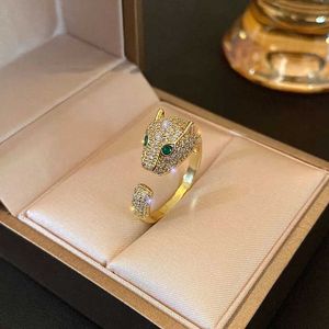 Anelli di carrello Anello di personalità esagerato anello leopardo Golden Lively Fashion Super Flash con anello originale P7ic