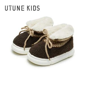 Кроссовки Boots Utune Kids 2022 Новые зимние детские ботинки теплые плюшевые резиновые подошвы детские кроссовки детские туфли мода маленькие мальчики для девочек сапоги Q240527