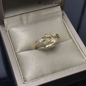 Tiffanyjewelry Heart Gold Gold Designer Rings for Women Luxury Jewelry Acela aço SEAL High Edition New Product Vine Leaf Full Diamond Ring feminino V Tiffanyring 851