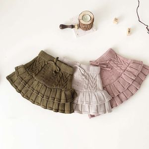 Autumn Spring 0-4Yrs Kids Solid Color Shorts Children Pants Baby Girl Knitting Short Skirt L2405