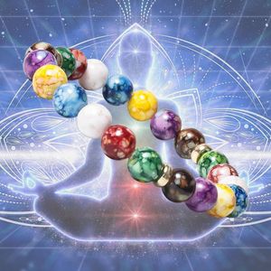 Новый красочный браслет йога баланс энергетические шарики вулкановые каменные браслет украшения ювелирные изделия женский браслет