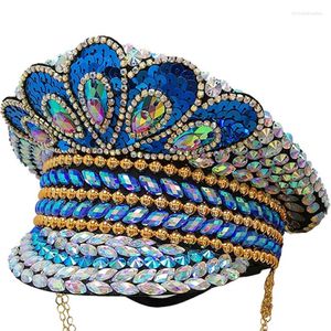 Berets moda ręcznie robiona dorosła kapitan kapelusze Kostium karnawałowy qerformance cap scena tańca festiwal hat wojskowy h007 269d
