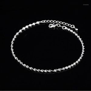 Kadınlar için moda bükülmüş örgü zinciri sıcak satış 925 Sterling Gümüş Halkalar Bilezik Kadınlar için Ayak Takı Homan