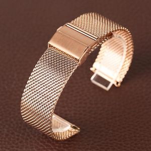 Bande di orologi Rose Gold 18 20 22 mm Mesh Mesh in acciaio inossidabile Folding su orologi da chiusura Bracciale di ricambio Cinturino Orologi 2329