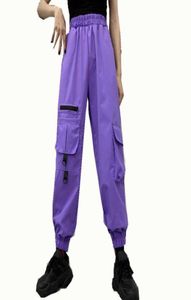 Spring Summer Harajuku BF Cargo Pants Streetwear Hip Hop Trousers High Waist Loose Ribbon Female 2105312110983