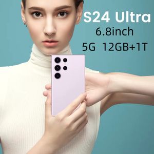 S24 Ultra 5G Смартфон 6.8 -дюймовый высококачественный 512 ГБ 1 ТБ мобильные телефоны Разблокируйте полноэкранной отпечаток отпечатков пальцев 13MP камера GPS S24 Galaxy Englis