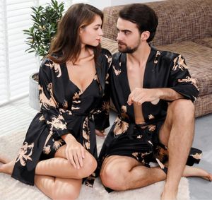 5xl 4xl TwoPiece Men039S Nightgown Set Set Women039S Vestido Noturno Casal039S Nightgownns Kimono Men Robe Sexy S1736585