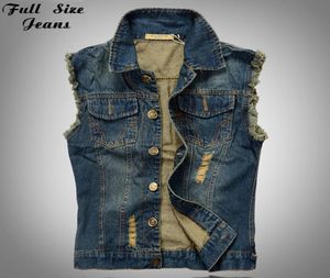 Whole 2016 Plus Size Men039s Vest Jean Jacket Waistcoat Sleeveless Vintage Punk Casual Jacket New 4XL 5XL 6XL8590978