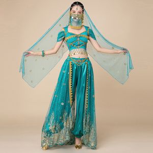 Festival de desgaste do palco da princesa árabe trajes da dança indiana Bordado Bollywood Jasmine Festume Party Cosplay