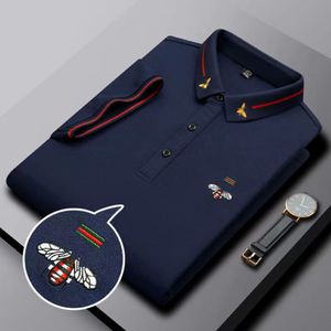 Paul T-shirt Men's Short Sleeve broderade lilla bi-lapel Qolo Shirt Youth Summer T-shirt High-End Commerce 281d