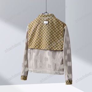 Xinxinbuy Men Designer Coat Jacket Denim Jacquard Letters Paneled Long Sleeve Women Apricot Black Khaki S-2XL 2032