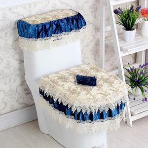 Toilet Seat Covers Four Seasons Universal 3 PCS Set Pad Lace Cover Water Tank High-grade European Bathroom U-type Zipper