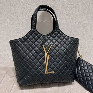 ICare maxi shoppingväska quiltade lammskinn axelväskor designer äkta läder tote lyxiga handväskor kvinnor 2563