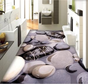 Wallpapers High Quality Fashion Beautiful Waterproof Wallpaper Stone Cobblestone Bathroom 3D Art Floor