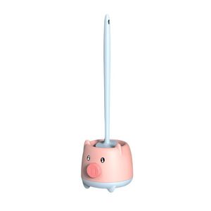 Cartoon Wall Mounted Toilet Brush Home Bathroom Plastic Material Cleaning Brush With Base No Punch Brush
