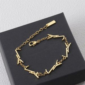 Pulseira de grife para mulheres luxuosas letras douradas charme pulseiras unissex jóias de pulseiras de prata de ouro na moda para presentes de festa de casamento xfmau