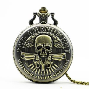 Vintage Steampunk Bronze High Quality Skull Quartz Pocket Watch Fashion Style Christmas Gift Pendant TD2022 215C