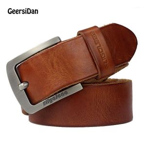 Geersidan New Designer عالية الجودة من الجلد الأصلي حزام خمر حزام مشبك دبوس عريض للرجال سروال جينز STRAP1 229E