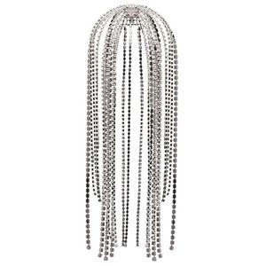 StoneFans Trendy Rhinestone Hair Accessories Chain for Women Jewelry Elegant Full Crystal Tassel Hairbands Long Chain Headwear W0104 203F