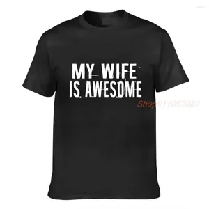 Women's T Shirts My Wife Is Awesome Fathers Day Gift For Husband Anniversary Birthday Wedding Giftss Men Shirt Women Casual Female