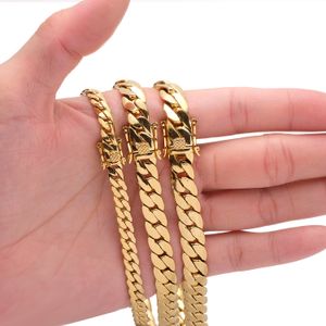 6mm-10mm 304 Stainless Steel Snake Chain Necklace Bracelet 18K Real Gold Plated Jewelry