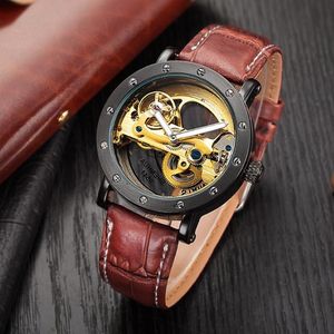 Luxury Tourbillon Watches Men Automatic Mechanical Skeleton Transparent SHENHUA Horloge Mannen Wristwatches 228Q