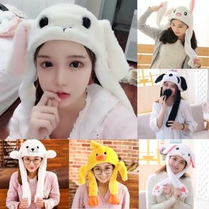 Meihuida Woemn Funny Cute Soft Plush Cartoon Animal Ear Hat Cap With Airbag Jumping Ear Movable New 224c