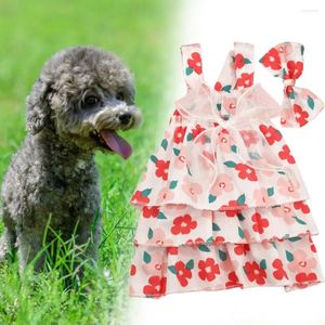 Dog Apparel 1 Set Lovely Pet Dress Sleeveless Cat Eye-catching Decorative Flower Printing Bowknot