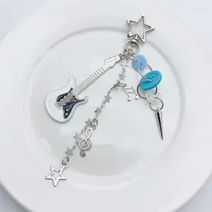 Keychains Guitar Star Button Keychain Pendant Lovely Hanging Decoration Bag XXFB