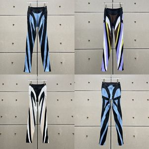 Marca multicolor feminina calça legging designer de luxo contraste coloris calças apertadas de moda encantadora