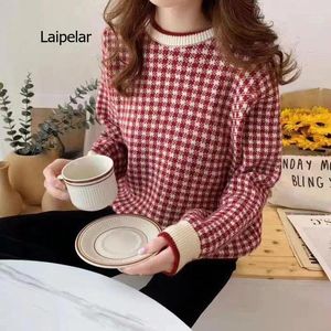 Women's Hoodies Classic O-Neck Knitted Pullover Korean Loose Vintage 2024 Autumn Winter Long Sleeve Clothes Women