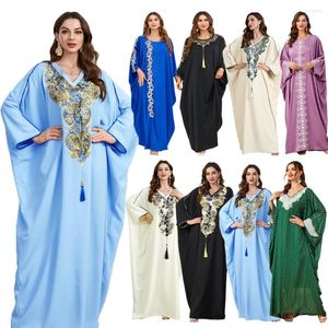 Roupas étnicas abaya para 2024 Mulheres muçulmanas Manga de morcego casual maxi vestido peru túnica árabe ramadã dubai islam jalabiya caftan party vestido