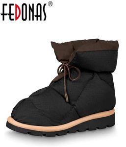 Fedonas Brand Ins Fashion Kobiety kostki zimowe ciepłe żeńskie platformy śniegu swobodne krótkie buty Kobieta 2201147828012