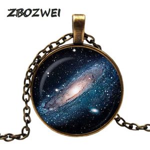 Pendant Necklaces Popular 2019 Galaxy Infinite Universe Retro Spiral Nebula Pendant Windmill Galaxy Glass Necklace Cosmic Jewelry Art Printing Pendant S245