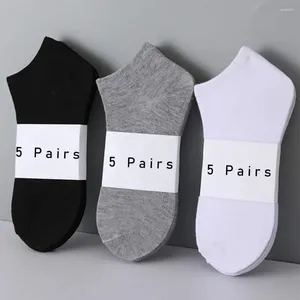 Erkek Çoraplar 5 Çift Kadın/Erkek Teknesi Görünmez Düşük Kesim Anti Slip Yaz Yok Ayak Bileği Doğru Renk Sıradan Nefes Alabilir