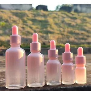 Bottiglie di stoccaggio 5pcs/10 pezzi di vetro rosa vuoto Oli essenziali Conteni di siero di gocce per pipette Fials