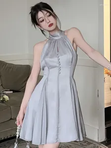 Lässige Kleider 2024 Sommer Süßes Off Schulter Chiffon Mini Kleid für Frauen französische Stil eleganter Schnürfeiertagsurlaub Vestido Koreaner